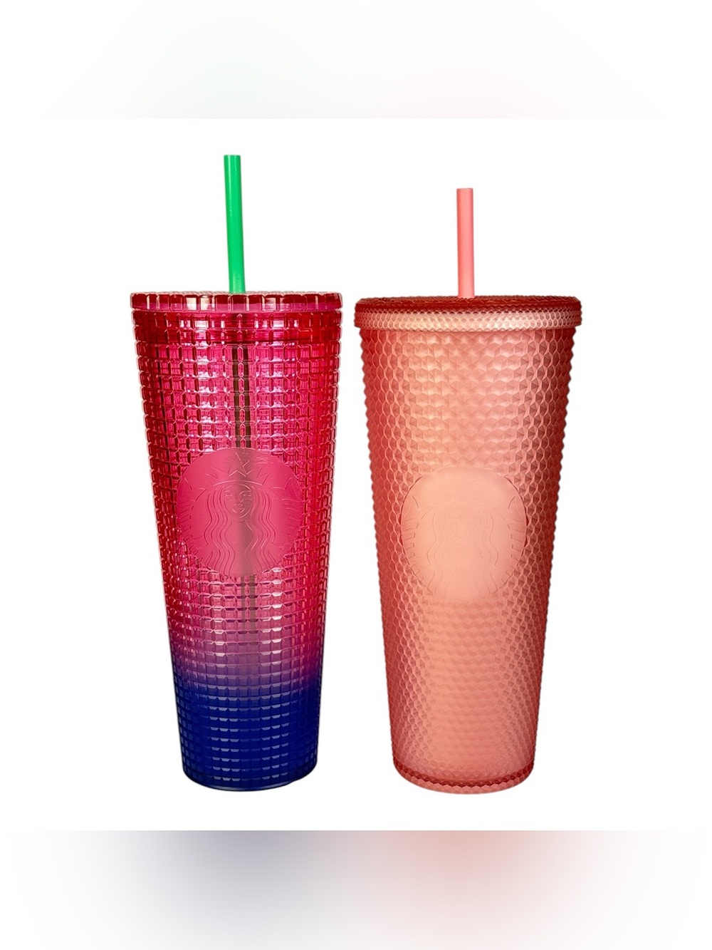 Starbucks Soft Touch Pink and Blue Ombre Studded Venti 24 oz Travel Tumbler Cup